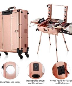 Mobile Lighted Makeup  Station with LED Mirror - Rose Gold