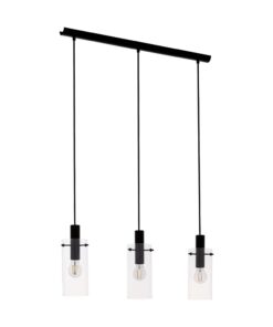 Montefino Pendant 3L 60w E27 Black/Glass