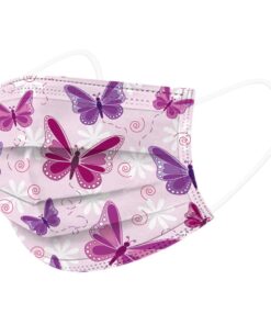 MXM Face Mask - 3 Ply Disposable Butterfly Print Mask - Pink & Purple (Pack of 50)