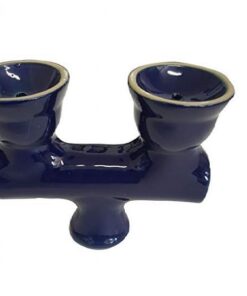 Navy Blue Two Head Ceramic Hookah Bowl