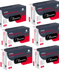 Nitrile Examination Gloves in black (100's) - 6 Boxes - S