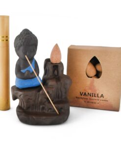 OCO Life - Ceramic Buddha Incense Burner with Backflow Incense Cones & Sticks