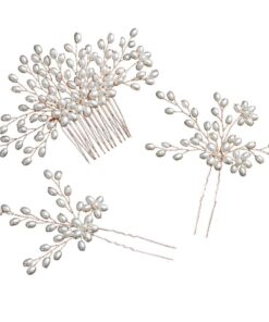 Olive Tree - Pearl Styled Hair Comb and Hair Pins - Bridal / Formal Event - Rose Gold