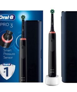 Oral-B Pro 3 3000 Electric Toothbrush with Travel Case, Black Color, Rechargeable, with Built-in Timer