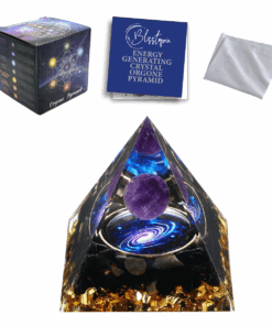 Orgone Crystal Pyramid Amethyst & Black Obsidian Protection Positivity-5cm