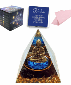 Orgone Crystal Pyramid Buddha & Obsidian-Welcomes Luck & Blocks Negativity