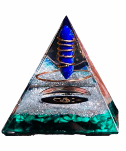 Orgone Pyramid with Eye of Horus made of Amazonite and Lapis Lazuli - 5cm