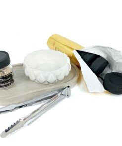 Raw Frankincense Incense Resin Burning Kit - Cement bowl &Tray