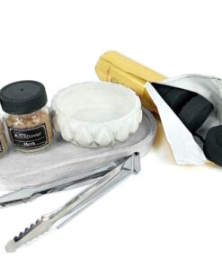 Raw Myrrh & Frankincense Incense Resin Burning Kit - Cement Bowl &Tray