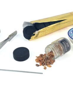 Raw Myrrh Incense Resin Burning Kit - Blue, White
