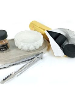 Raw Myrrh Incense Resin Burning Kit - Cement bowl &Tray