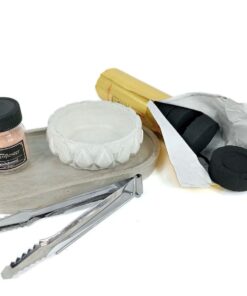 Raw Sandalwood Incense Resin Burning Kit - Cement bowl &Tray