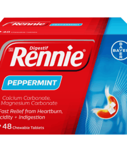 Rennie Peppermint - 48 Tablets Antacid - Relieves Heartburn & Acid Reflux
