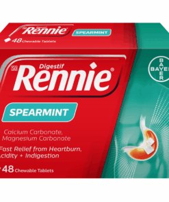 Rennie Spearmint - 48 Tablets Antacid - Fast-Acting Relief for Heartburn