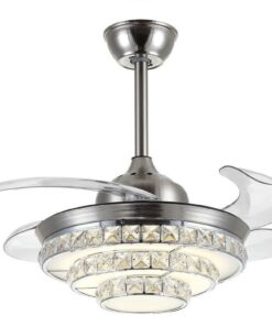 Retractable Blade Ceiling Fan Remote with 3 Tier Crystal Light