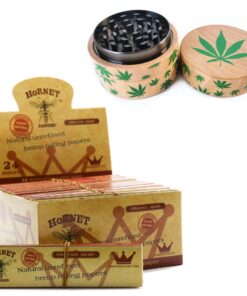 Rolling Paper For Weed With Tips Hemp -24 Pack + Weed Grinder -Meranti Wood