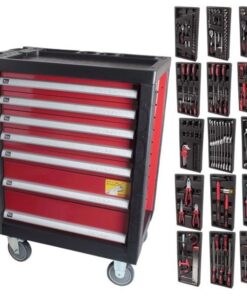 Rolling Tool Trolley with Tools - 7 Drawers - 196 Pieces