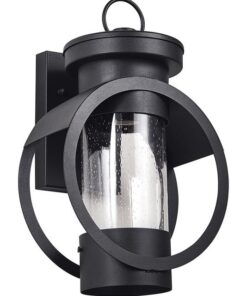 Round Black Die Cast Aluminium Lantern with Speckled Glass Lantern