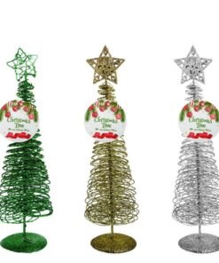 Set of 3 Mini Wire Christmas Tree with Star - 29cm