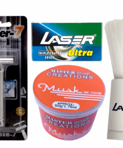 Shaving kit includes Safety Razor + Shaving Soap + Shaving Brush + 5 Blades