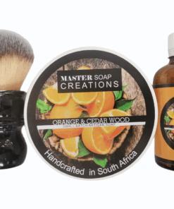 Shaving soap & aftershave splash & shaving brush combo Orange Ceder wood