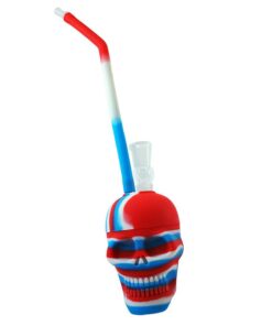 Silicone Skull Water Pipe - Blue, White, Red
