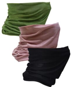SKA Family Pack of 3 Plain Tube Face Masks- Black, Khaki, Light Pink Combo 1