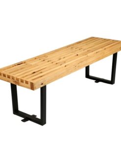 Slated Wooden Bench with Metal Feet & Fastening Mechanisms