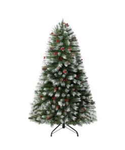 Snow tipped Christmas Tree with berries and pine cones, 2.4m