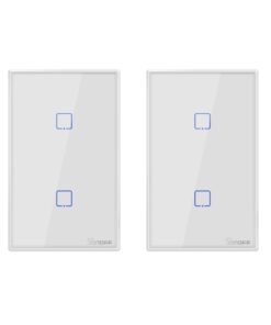 SONOFF T2US US Plug WiFiRF433 Touch Panel Switch - White 2 Gang Twin Pack