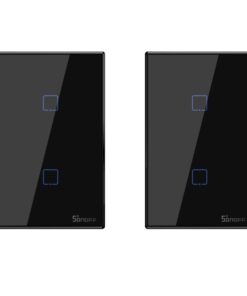 SONOFF T3US US Plug WiFiRF433 Touch Panel Switch - Black 2 Gang Twin Pack