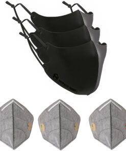 Sophie Moda-Ice Cooling Microfiber 3D Mask Black Adjustable+Filters(3 Pack)