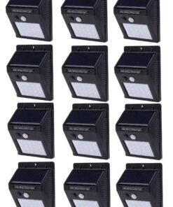 SQI. 25 Led Solar LED Wall Light with Dim Mode + PIR +Night Sensor Pack 12