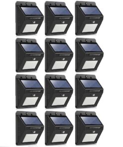 SQI. 25 Led Solar Powered LED Wall Light with Dim Mode + PIR +Night Sensor Pack 12