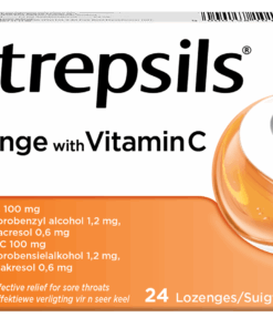 Strepsils 24s, Sore Throat Lozenges, Orange with Vitamin C