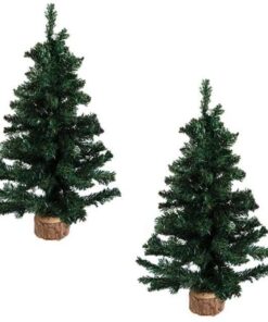 Tabletop Christmas Tree with Wooden Base 45cm (Green) Set of 2