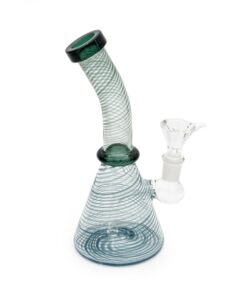 Teal Blue & White Fancy Glass Bong - Teal