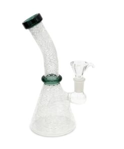 Teal Blue & White Fancy Glass Bong - White
