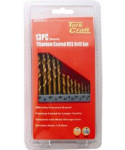 Tork Craft Drill Bit Set 13 Piece Tin. Coated Metal Case