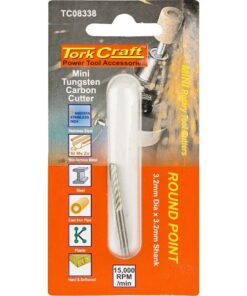 Tork Craft Mini Tungsten Carb. Cutter 2.4mm Round Point 3.2mm Shank