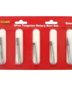 Tork Craft Rotary Burr Set 5 Piece Asstd 6mm Dia Tungsten