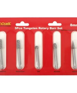 Tork Craft Rotary Burr Set 5 Piece Asstd 8mm Dia Tungsten