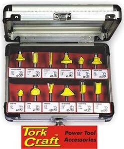 Tork Craft - Router Bit Set 12pc Aluminium/Glass Case 1/4 Shank