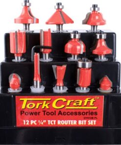 Tork Craft Router Bit Set 12Pc Plastic Box 1/4 Shank