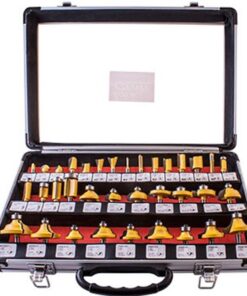 Tork Craft Router Bit Set 35Piece Aluminium Case Glass Front 1/4 Shank