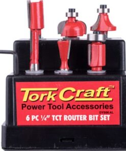 Tork Craft Router Bit Set 6Pc Plastic Box 1/4 Shank