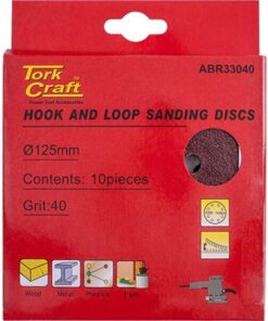 Tork Craft Sanding Disc Hook & Loop 125mm 40 Grit with Holes 10/Pk