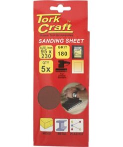 Tork Craft Sanding Sheet Orb 95 X 230mm 180gr Hook & Loop No Holes 5/Pk