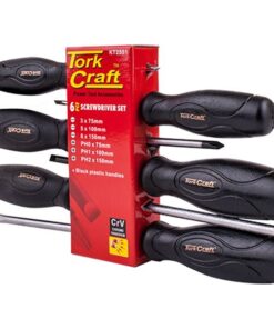 Tork Craft Screw Driver Set 6 Piece Black Handle
