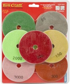 Tork Craft Set Of 7 Diamond Wet Polishing Pads 100mm